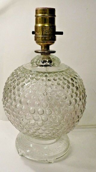Vintage Clear Hobnail Glass Table Lamp 5 1/2 " Diameter Shabby Farmhouse Decor