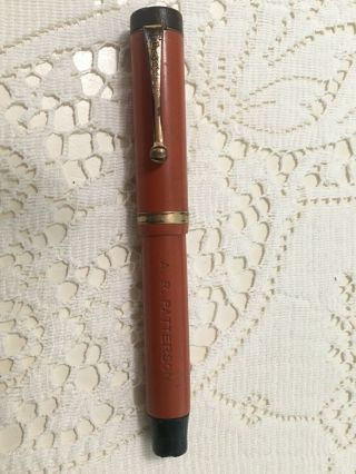 Parker orange hard rubber Duofold Jr fountain pen with factory stub nib 4 25 11 6