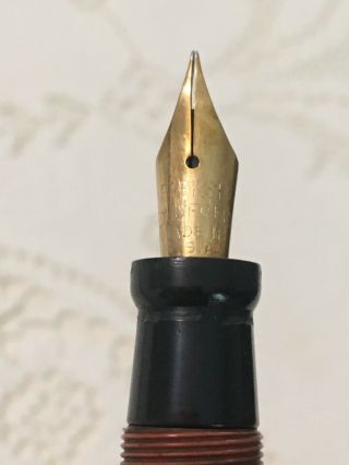 Parker orange hard rubber Duofold Jr fountain pen with factory stub nib 4 25 11 8