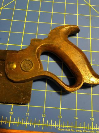 Vintage Antique Early HENRY DISSTON & SONS Backsaw back hand saw 11 Inch Blade 2