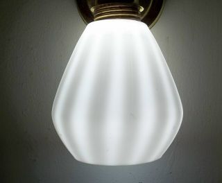 Mid Century Danish Modern Tension Pole Lamp Satin Glass Shade 2 " Screw Fitter