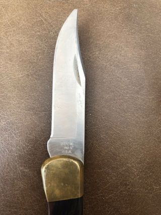 Old Vintage Buck 110 X Finger Grip Handle Folding Knife W/ Sheath NR 3