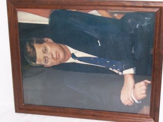 vtg president John F Kennedy jfk photo portrait picture framed color 1963 3
