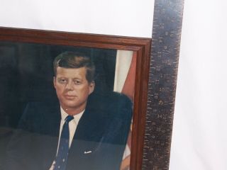 vtg president John F Kennedy jfk photo portrait picture framed color 1963 4