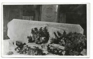 Antique Rppc Post Mortem Little Girl In Decorated Casket Photo Postcard