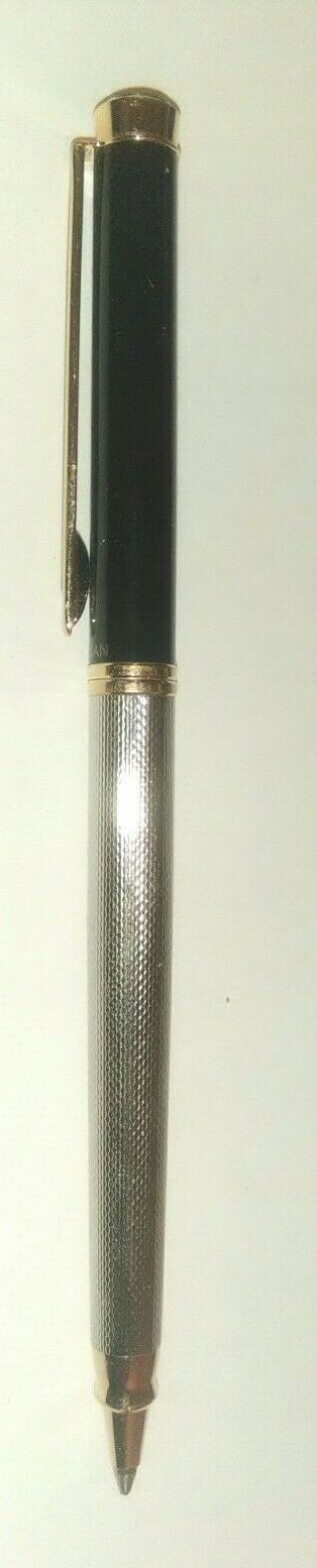 Vintage Pelikan Black And Silver With Gold Trim Ballpoint Pen