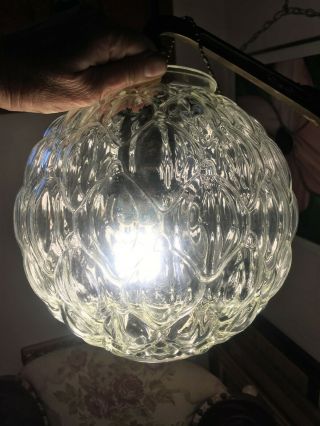 Vintage Mid Century Mcm Clear Glass Globe Swag Lamp Shade : Diamond Quilted