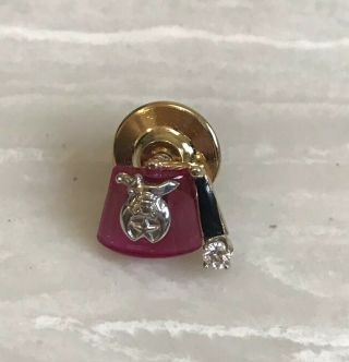 Vintage Shriner Freemasonry Fez Red 14k Yellow Gold Pin Ruby Diamond