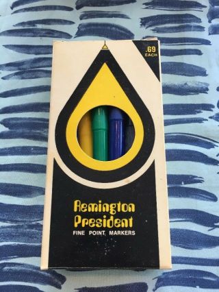 Vtg 1970’s Remington President Fine Point Markers 10/20 Boxed