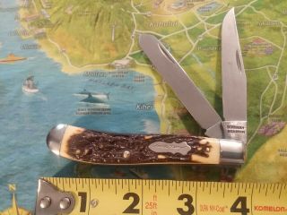 Vintage Schrade Usa Uncle Henry 285uh Trapper Knife With Spey And Clip Blade