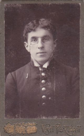 1910s Cdv Handsome Young Man In Glasses Old Russian Antique Photo Gay Int