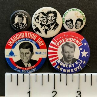 John/jfk & Robert Kennedy,  Set Of 5 (1960s) Vintage Political Pin - Back Buttons