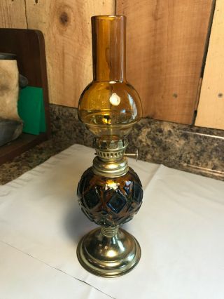Vintage Glass Oil Lamp Lantern Made In Hong Kong