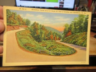 Vintage Old Postcard West Virginia Clarksburg Grafton Horseshoe Curve Road Us 50