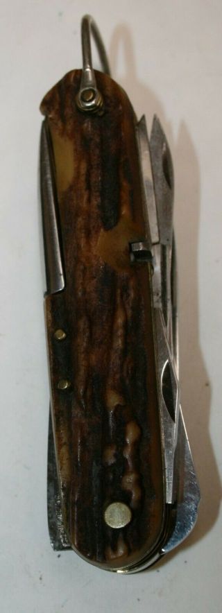 Vintage Coricama Camping Knife Inoxid Antler Horn Made In Italy