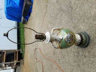 Vintage/antique Green/white George/martha Washington Lamp.  Needs Rewired.