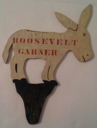 Roosevelt And Garner Unusual Folk Art Wooden Campaign Sign
