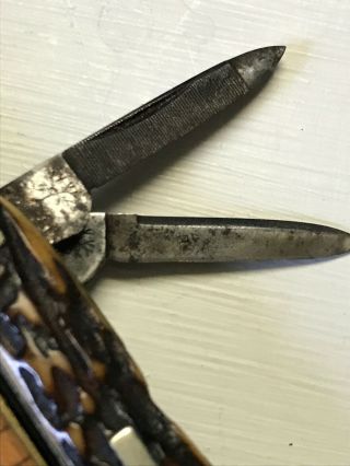 Antique H.  Boker & Co ' s Cutlery Germany Stag Pocket Knife c.  1869 - 1914 6