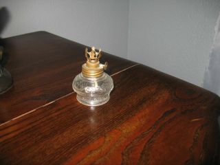 Antique Miniature Vapo Cresolene Glass Kerosene Oil Lamp Font With Burner
