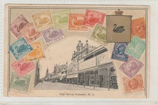 Vintage Postcard High St Fremantle Stamp Card Western Australia 1900s