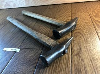 Old Chisel Hammer Vintage Japanese Forged Iron Tool Blacksmith Genno Set 2 Hp381