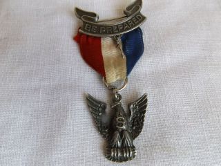 Vintage Boy Scouts Eagle Scout Sterling Silver Award Medal Ribbon