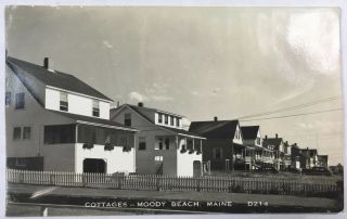 Vtg Old Kodak Real Photo Postcard Rppc Cottages In Moody Beach,  Maine