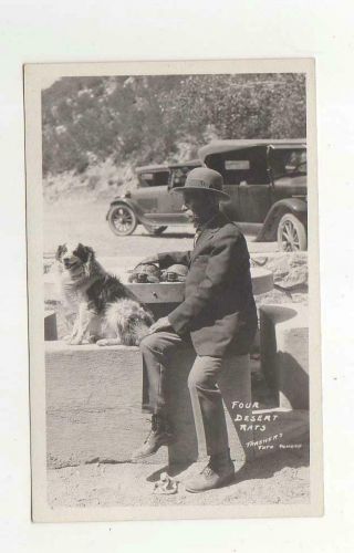 Four Desert Rats,  Early Frashers Real Photo Posdtcard,  Old Timer W/dog & Turtles