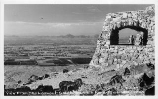 1940s Lookout View South Mountain Park Rppc Photo Postcard Phoenix Arizona 5496