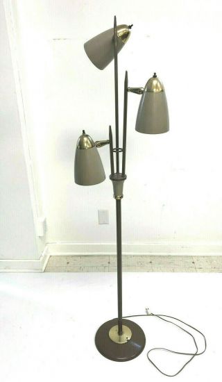 Mid Century Modern Pole Floor Lamp Light Metal Retro Cone Vintage 60s Beige Mcm