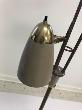 Mid Century Modern POLE FLOOR LAMP light metal retro cone vintage 60s beige mcm 3