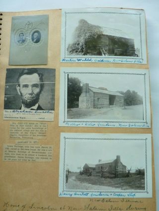 Antique President Abraham Lincoln Scrapbook Clippings Photos Spingfield Illinois