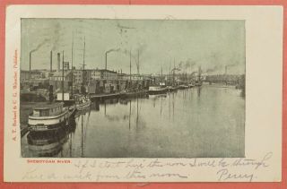Dr Who 1907 Pc Sheboygan River Boats Scene Rpo 32619