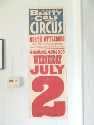 Clyde Beatty & Cole Brothers Circus Poster North Attleboro Ma July 2