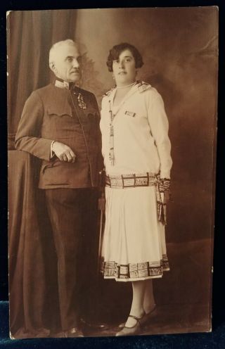 Wwi Vintage Rppc Of Hungarian Military Officer And His Wife