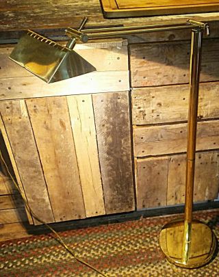 Vintage Lite Source Brass Swing Arm Adjustable Pharmacy Floor Lamp & Foot Switch
