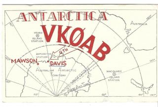 Qsl 1957 Davis Australia Antarctica Radio Card