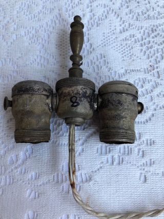 Vintage 2 Light Lamp Cluster With Pull Chain Sockets 8