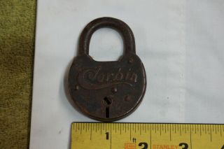 Vintage Antique Corbin Padlock Lock Made In Usa - No Key Great Patina
