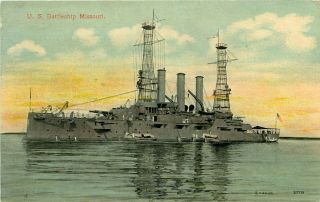 Ship Military Postcard: U.  S.  Battleship Missouri