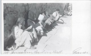 1920s? Rp Postcard Jerusalem Men At Wailing Wall Photo By Gaver? Ganer?