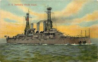 Ship Military Postcard: U.  S.  Battleship Rhode Island