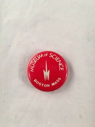 Museum Of Science Boston Ma Red Circle Promo Vintage Pin Button 1 " Wide