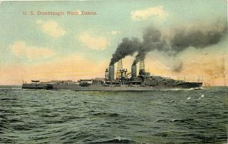 Ship Military Postcard: U.  S.  Battleship Dreadnaught North Dakota