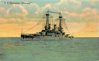 Ship Military Postcard: U.  S.  Battleship Michigan