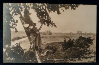 Vintage German Wwi Rppc Of A Soldier At His Observation Post