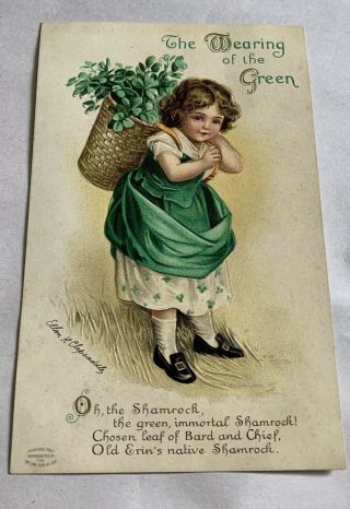 Vintage St.  Patrick’s Day Postcard - Ellen Clapsaddle - Girl In Green
