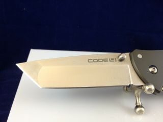Cold Steel Code 4 Folder Pocket Knife 3.  5 in Tanto Pt Plain Gray Aluminum 2