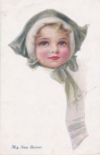 Ehel C Brisley Little Girl Wearing A Green Fur Trimmed Hat