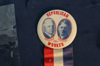 Republican Worker,  James Davis & Arthur James,  1938 Pinback/ribbon,  Pennsylvania